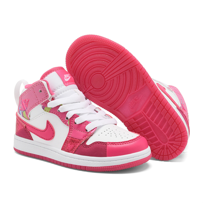 Youth Running Weapon Air Jordan 1 Pink/White Shoes 0687